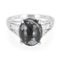 Snowflake Obsidian Silver Ring