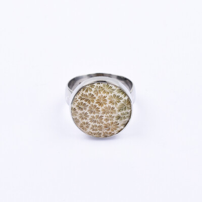 Petrified Coral Silver Ring