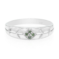 Emerald Green Diamond Silver Ring