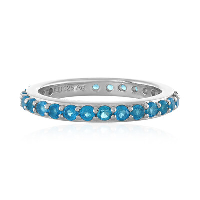 Neon Blue Apatite Silver Ring