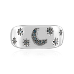SI1 Blue Diamond Silver Ring