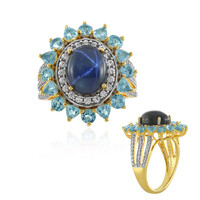 Blue Star Sapphire Silver Ring