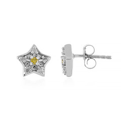 I3 Yellow Diamond Silver Earrings