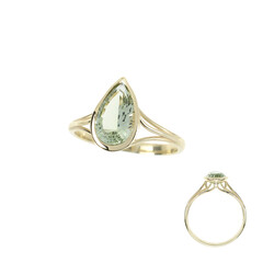 9K Green Amethyst Gold Ring