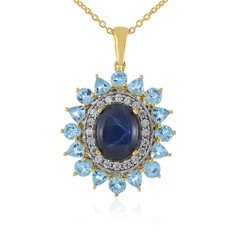 Blue Star Sapphire Silver Necklace