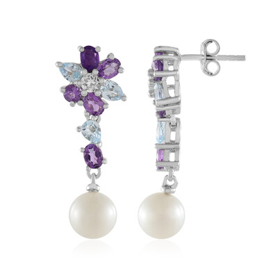 White Freshwater Pearl Silver Earrings