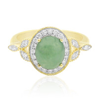 9K Noble Green Jadeite Gold Ring