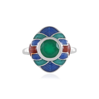 Green Onyx Silver Ring (Adela Silber)