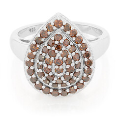 Red Diamond Silver Ring