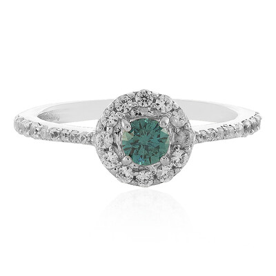 I3 Blue Diamond Silver Ring