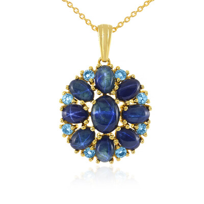 Blue Star Sapphire Silver Necklace