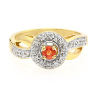 Orange Sapphire Silver Ring