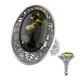 Green Baltic Amber Silver Ring (dagen)