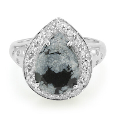 Snowflake Obsidian Silver Ring