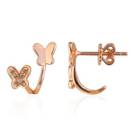 9K SI1 Argyle Rose De France Diamond Gold Earrings