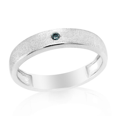 I3 Blue Diamond Silver Ring
