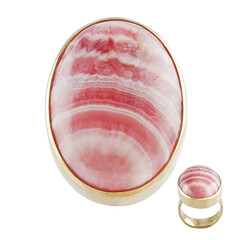 Rhodochrosite Silver Ring (Bali Barong)