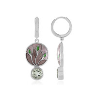 Green Amethyst Silver Earrings (Adela Silber)