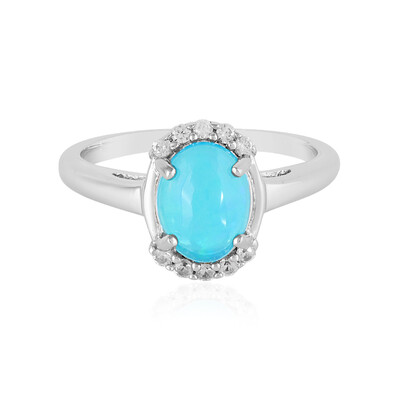 Blue Ethiopian Opal Silver Ring