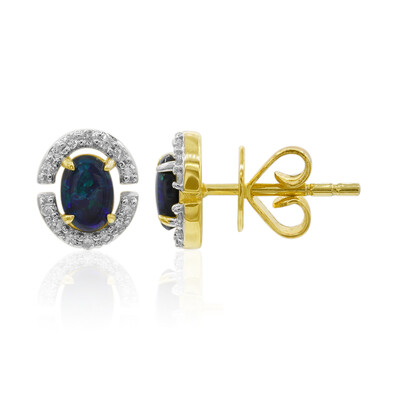 9K Lightning Ridge Black Opal Gold Earrings (Mark Tremonti)