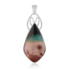 Petrified Opalized Wood Silver Pendant (Bali Barong)