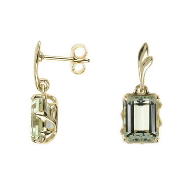 9K Green Amethyst Gold Earrings (dagen)