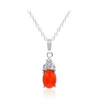 Red Ethiopian Opal Silver Necklace