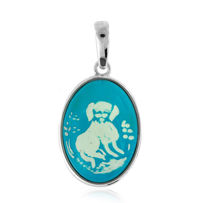 Blue Amber Silver Pendant (dagen)