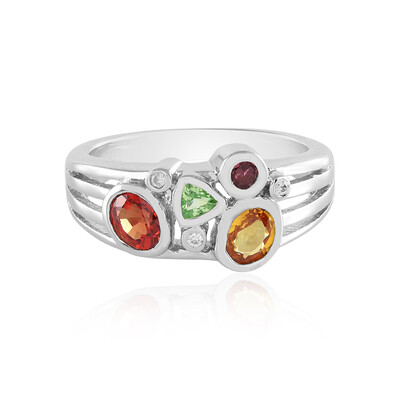 Sunset Sapphire Silver Ring (Adela Silber)