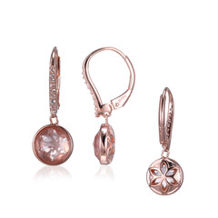 Rose Quartz Silver Earrings