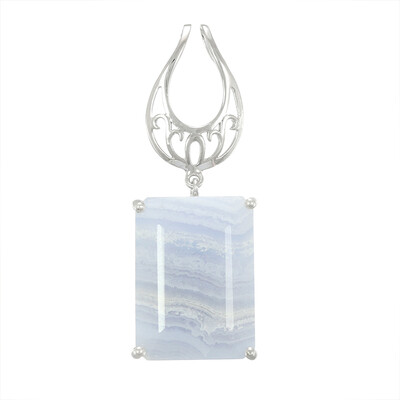Blue Lace Agate Silver Pendant