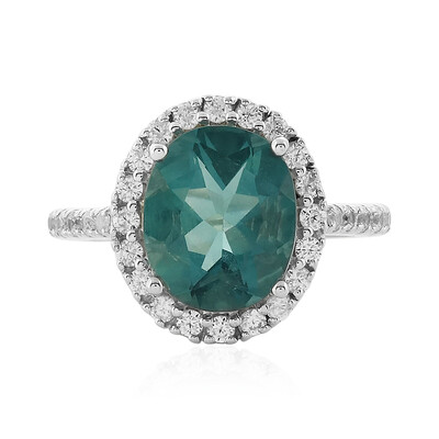 Belgian Teal Fluorite Silver Ring
