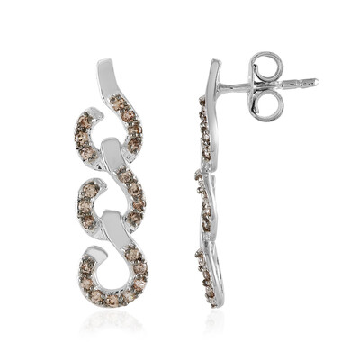 Brown Zircon Silver Earrings