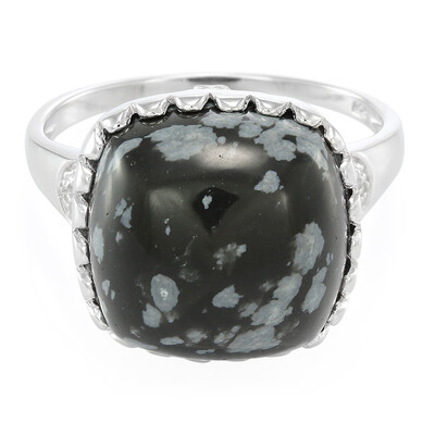 Snowflake Obsidian Silver Ring