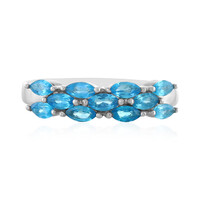Neon Blue Apatite Silver Ring
