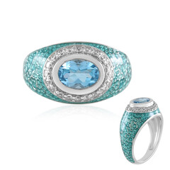 Swiss Blue Topaz Silver Ring (Adela Silber)