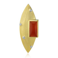 Orange Chalcedony Silver Pendant