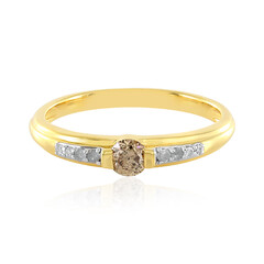 PK Champagne Diamond Silver Ring