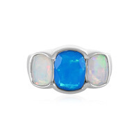 Blue Ethiopian Opal Silver Ring