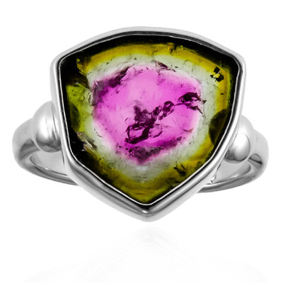 Watermelon Tourmaline Silver Ring
