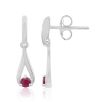 Burmese Ruby Silver Earrings