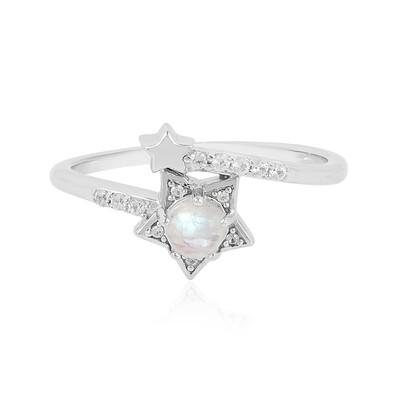 Rainbow Moonstone Silver Ring