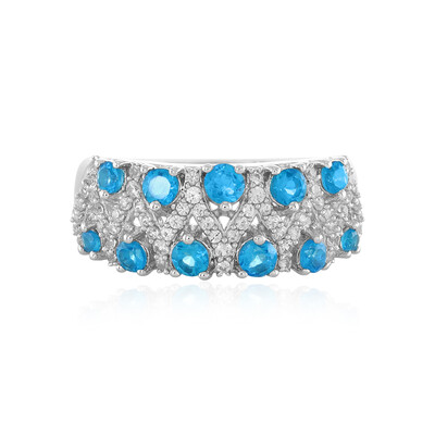 Neon Blue Apatite Silver Ring