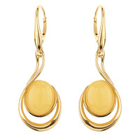 Milky Baltic Amber Silver Earrings
