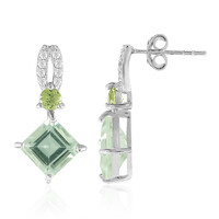 Green Amethyst Silver Earrings