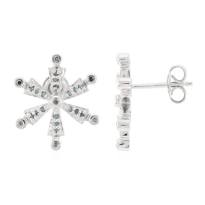 Fancy Diamond Silver Earrings