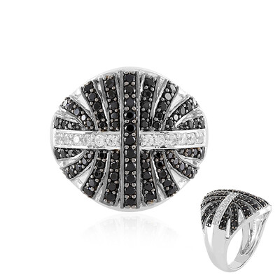 Black Spinel Silver Ring