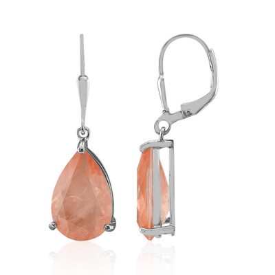 Peach Pastel Quartz Silver Earrings