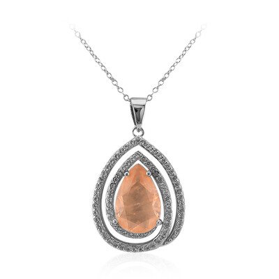 Peach Pastel Quartz Silver Necklace