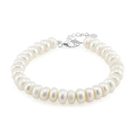 White Freshwater Pearl Silver Bracelet (TPC)
